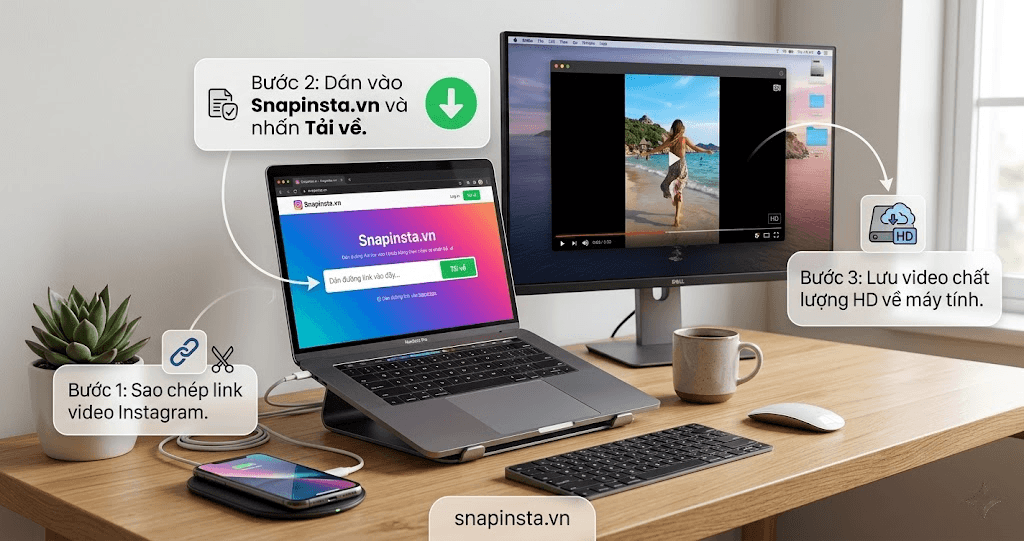 Hướng dẫn 3 bước tải video Instagram về máy tính chất lượng HD