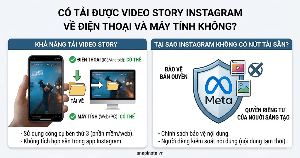 Khả năng tải video story Instagram về điện thoại và máy tính