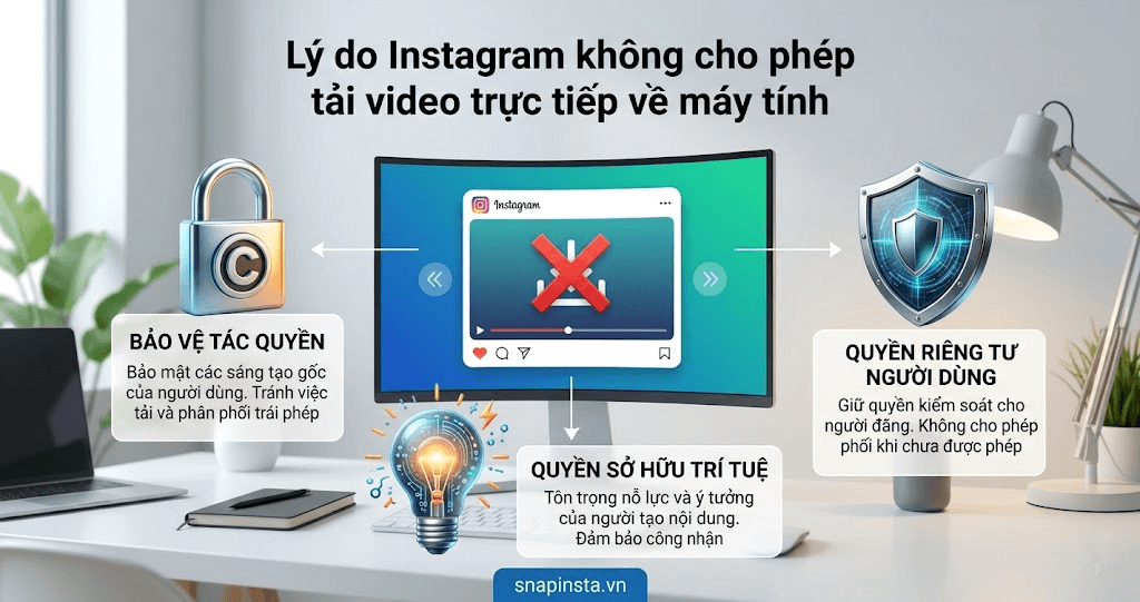 Lý do Instagram không cho phép tải video trực tiếp về máy tính